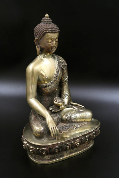 Newari Shakyamuni Buddha Statue from Nepal, 9" - Vajracrafts