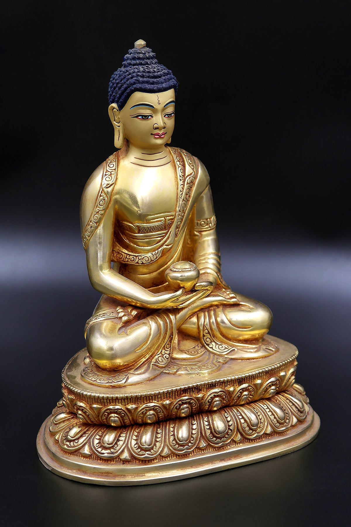 Full Gold Plated Amitabh Buddha Statue in double Lotus 9"