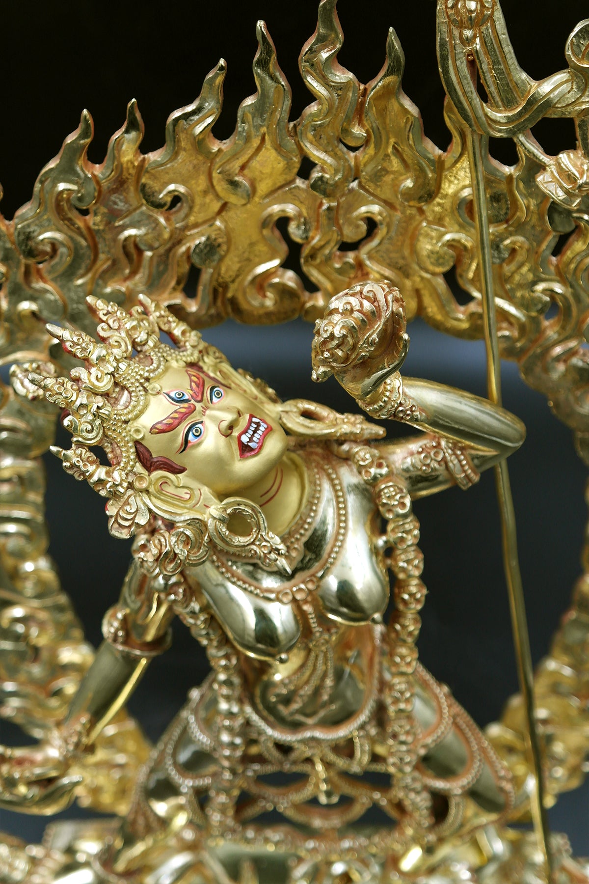 Gold Plated Vajra yogini Statue full fire, 14"