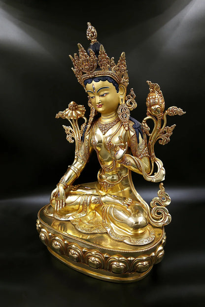 White Tara Statue | Handmade Tara Sculpture from Nepal 20" - Vajracrafts