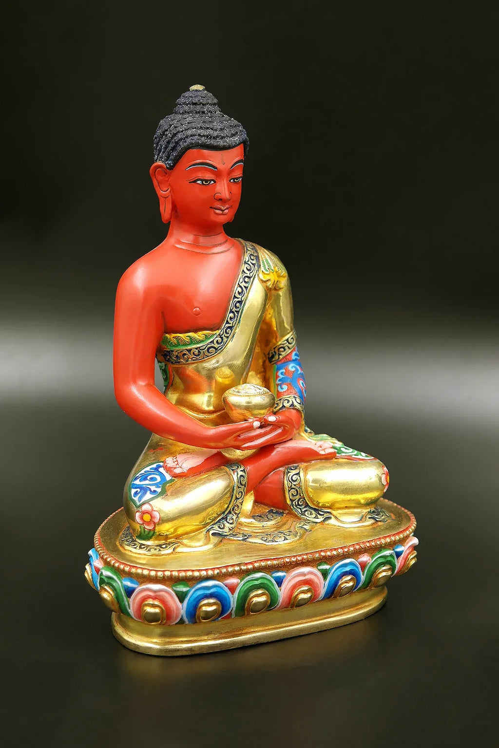 Colorful Amitabha Buddha Statue from Nepal 6" - Vajracrafts