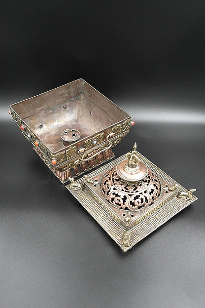Handmade Copper Tibetan Buddha Incense burner - Vajracrafts