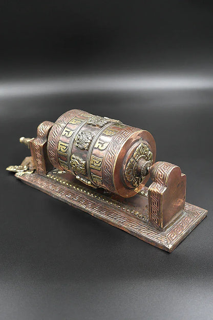 Buddhist Copper Prayer Wheel with wall mount - Vajracrafts