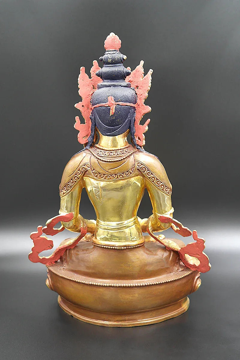 Aparmita Gold Plated Statue, Handmade Buddha statue from Nepal 13" - Vajracrafts