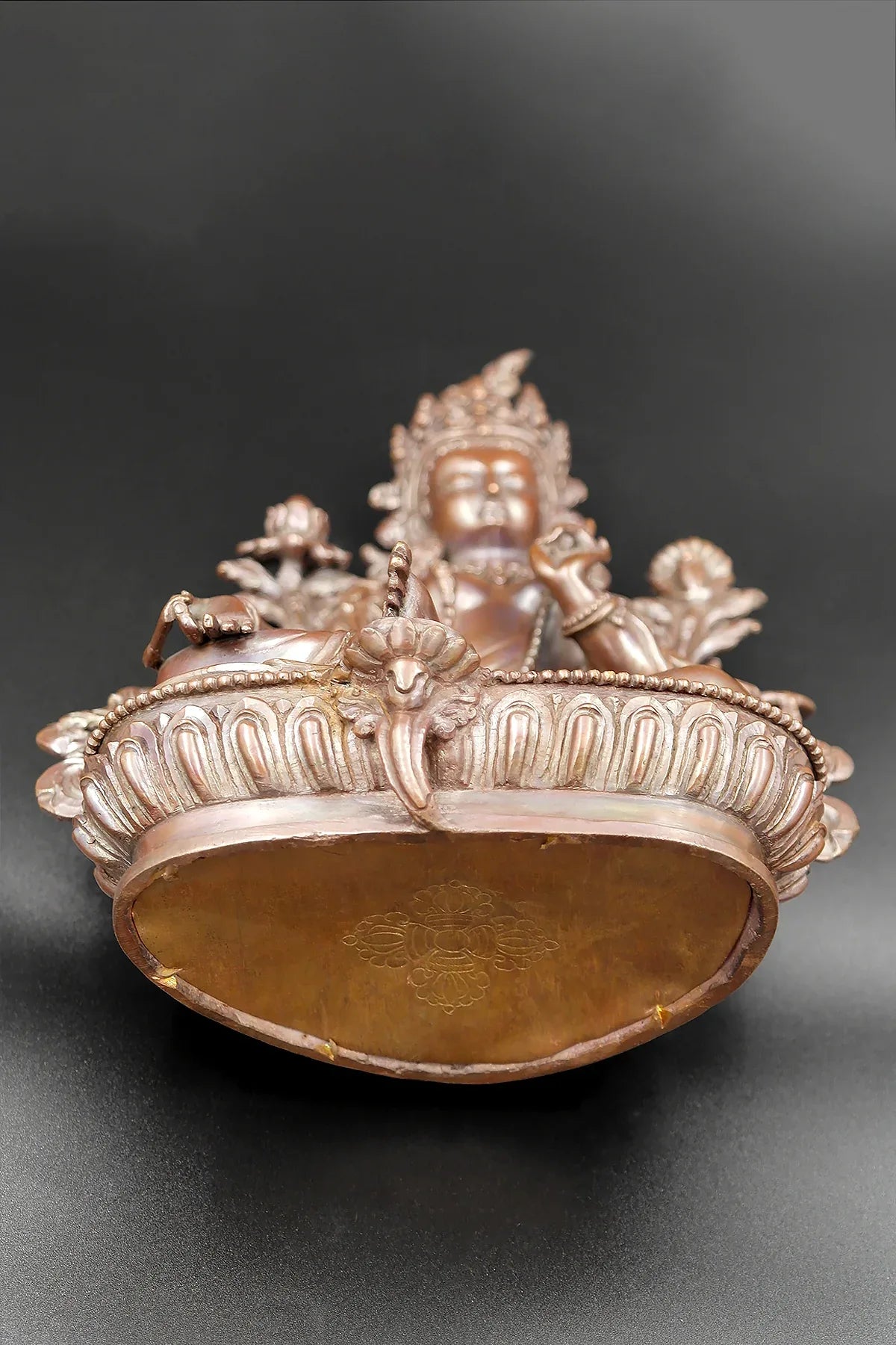 Copper Oxidized Hand carved Green Tara Statue 8" - Vajracrafts