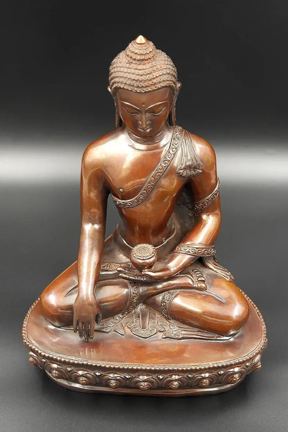 Plain Copper Oxidized Shakyamuni Buddha Statue 9" - Vajracrafts