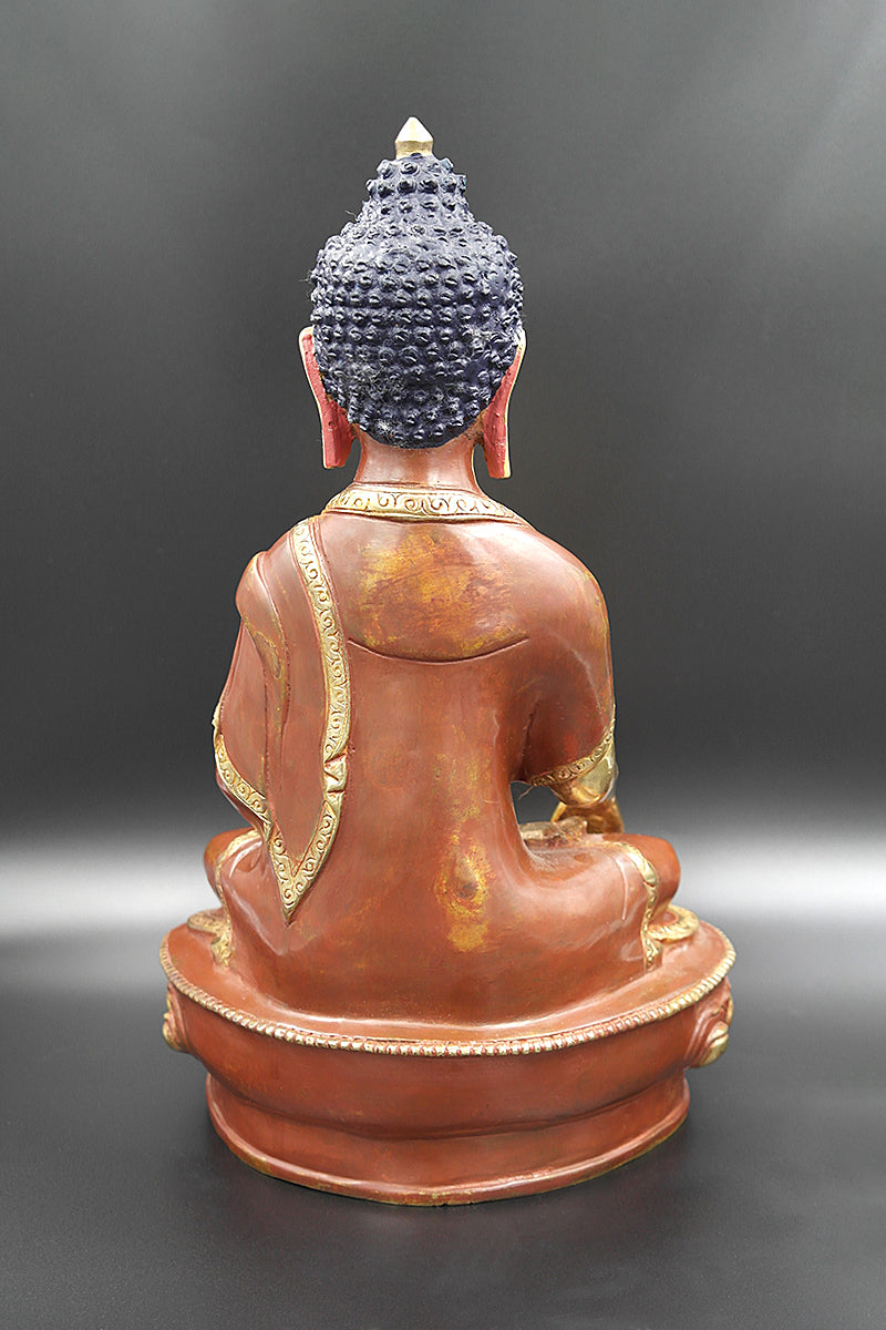 Shakyamuni Buddha Statue with partly Gold Plated 13"
