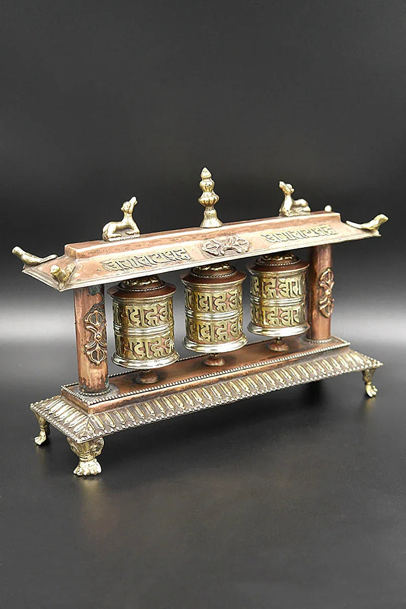 3 in 1 Tibetan Prayer wheel in Potala Palace style 9" - Vajracrafts