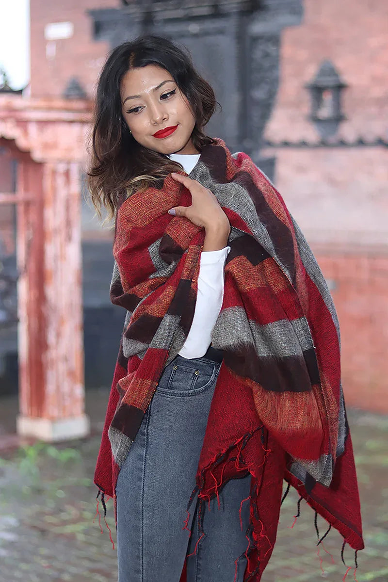 Elegant Colors Himalayan Yak Wool Blanket/Travel Throw - Vajracrafts