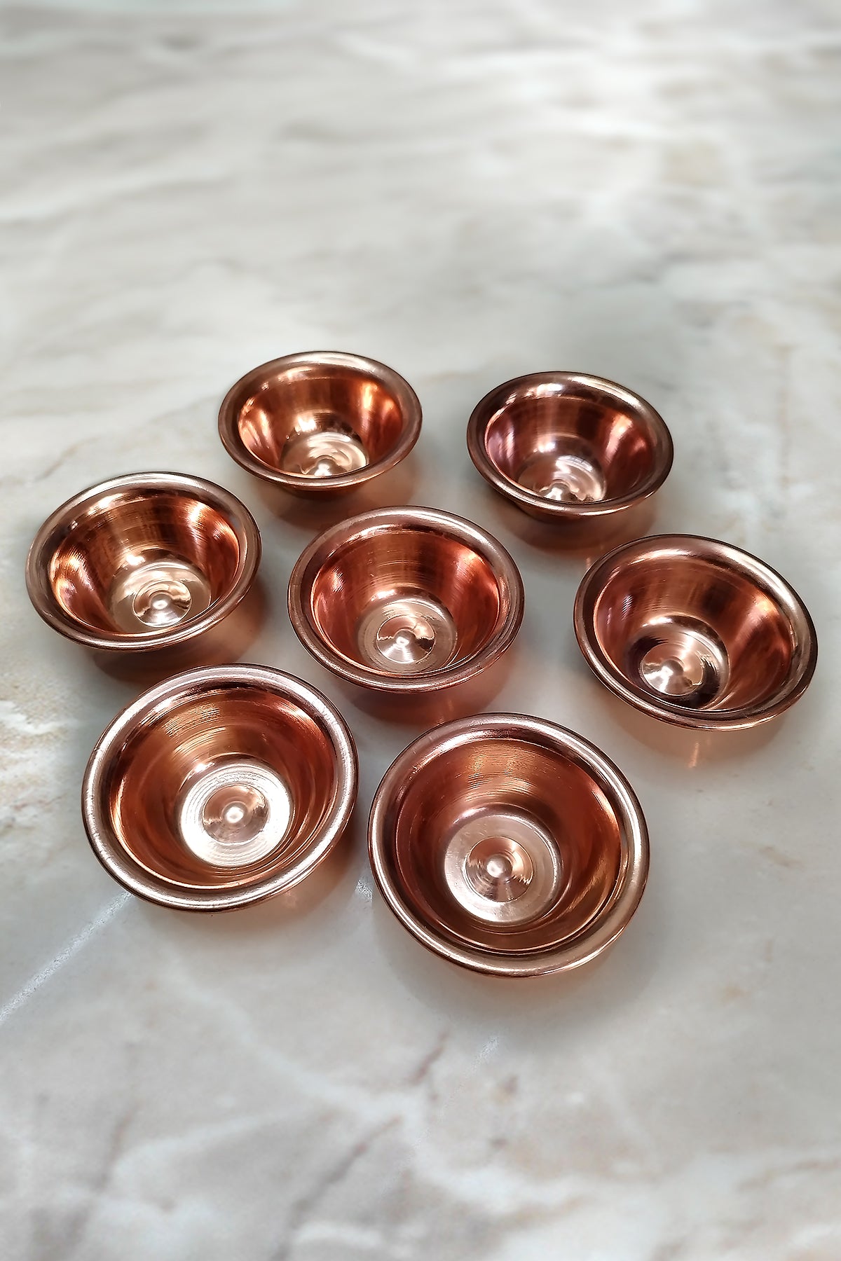 Copper Buddhist set of 7 Offering Bowls