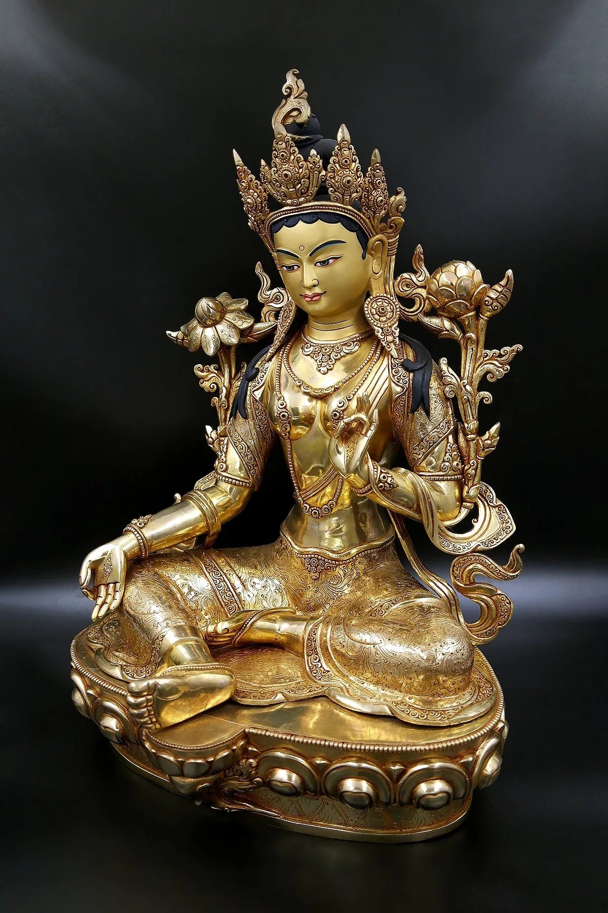 Masterpiece Green Tara Sculpture | Mother Tara Art Nepal 18" - Vajracrafts