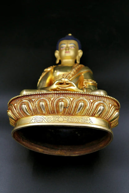 Stunning fully Gold Plated Amitabha Buddha Statue from Nepal 9" - Vajracrafts