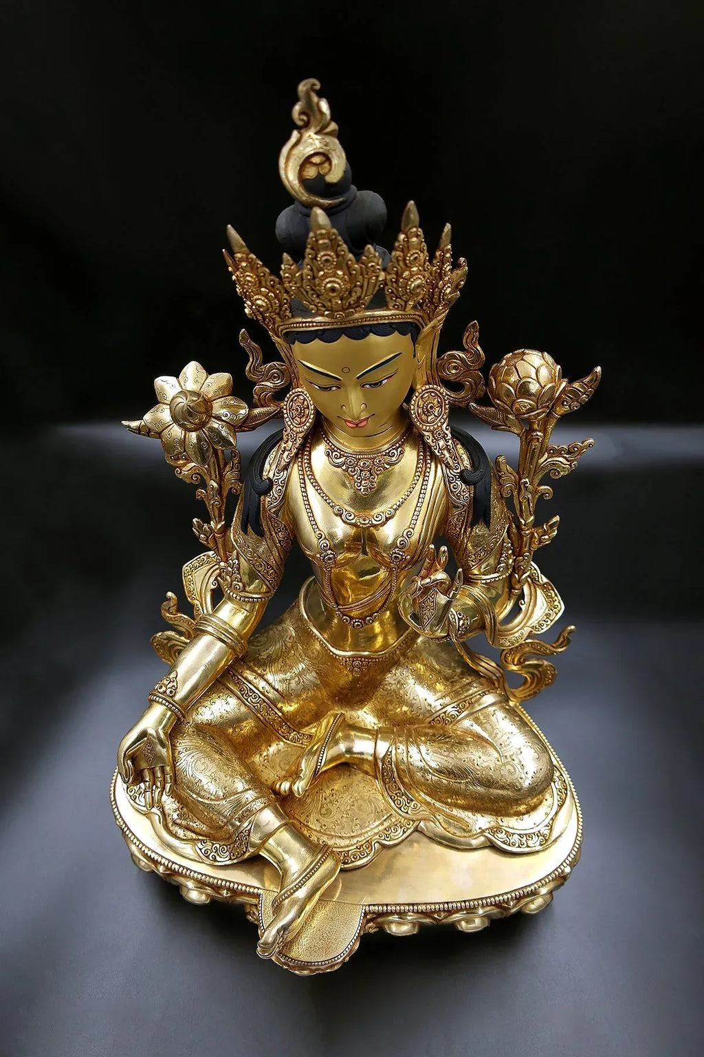 Masterpiece Green Tara Sculpture | Mother Tara Art Nepal 18" - Vajracrafts
