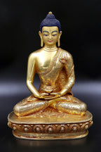 Elegant hand carved Gold Plated Amitabh Buddha Statue 9" - Vajracrafts