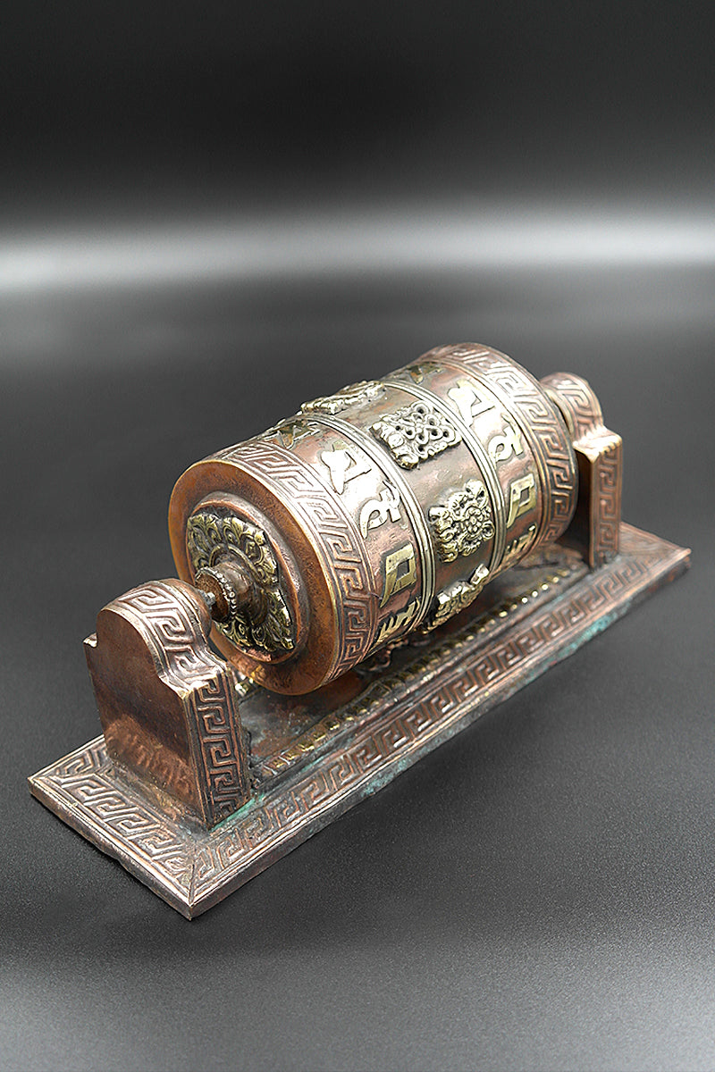 Om Mani Padme Hum mantra Carved Prayer Wheel with wall mount