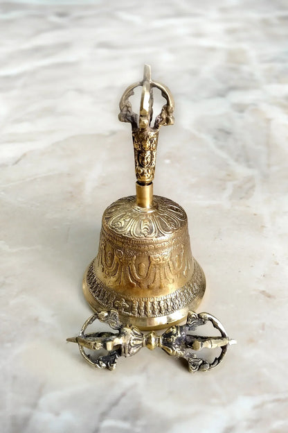 Brass Meditation Bell and Dorje Set - Vajracrafts