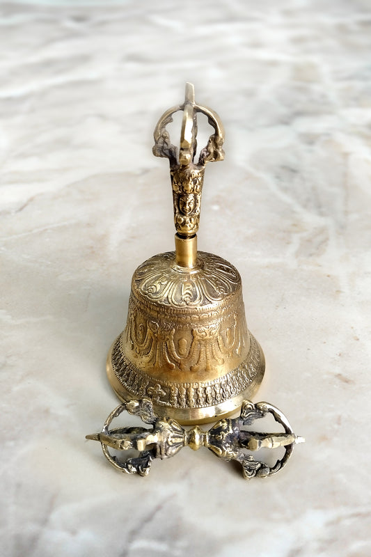 Brass Meditation Bell and Dorje Set
