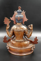 Copper Oxidized and Gold face painted Chenrezig Statue 8" - Vajracrafts