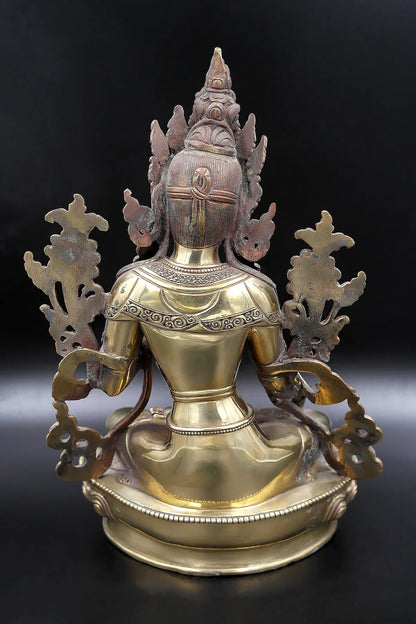 Gold toned Tibetan White Tara Statue 12" - Vajracrafts