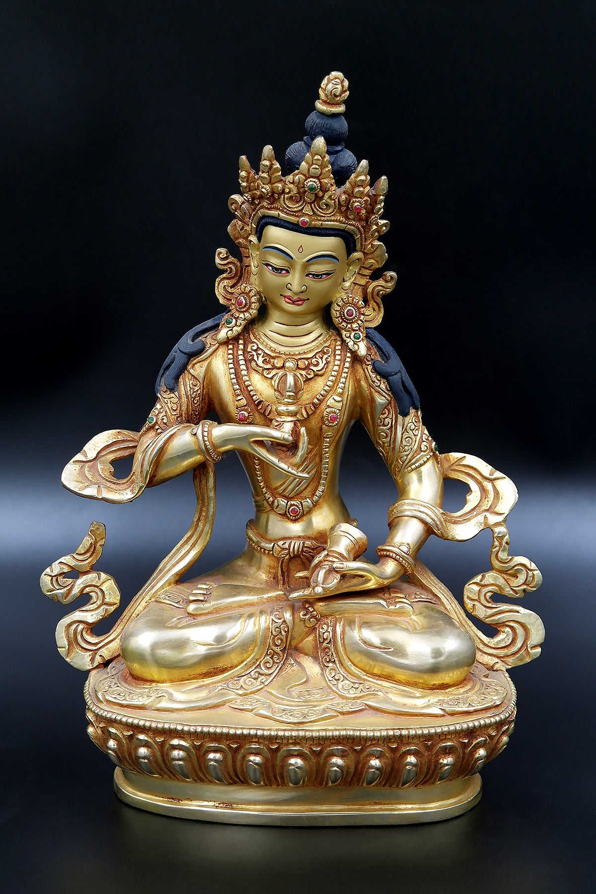 Fully Gold Plated Tibetan Buddhist Vajrasattva Statue, 9"