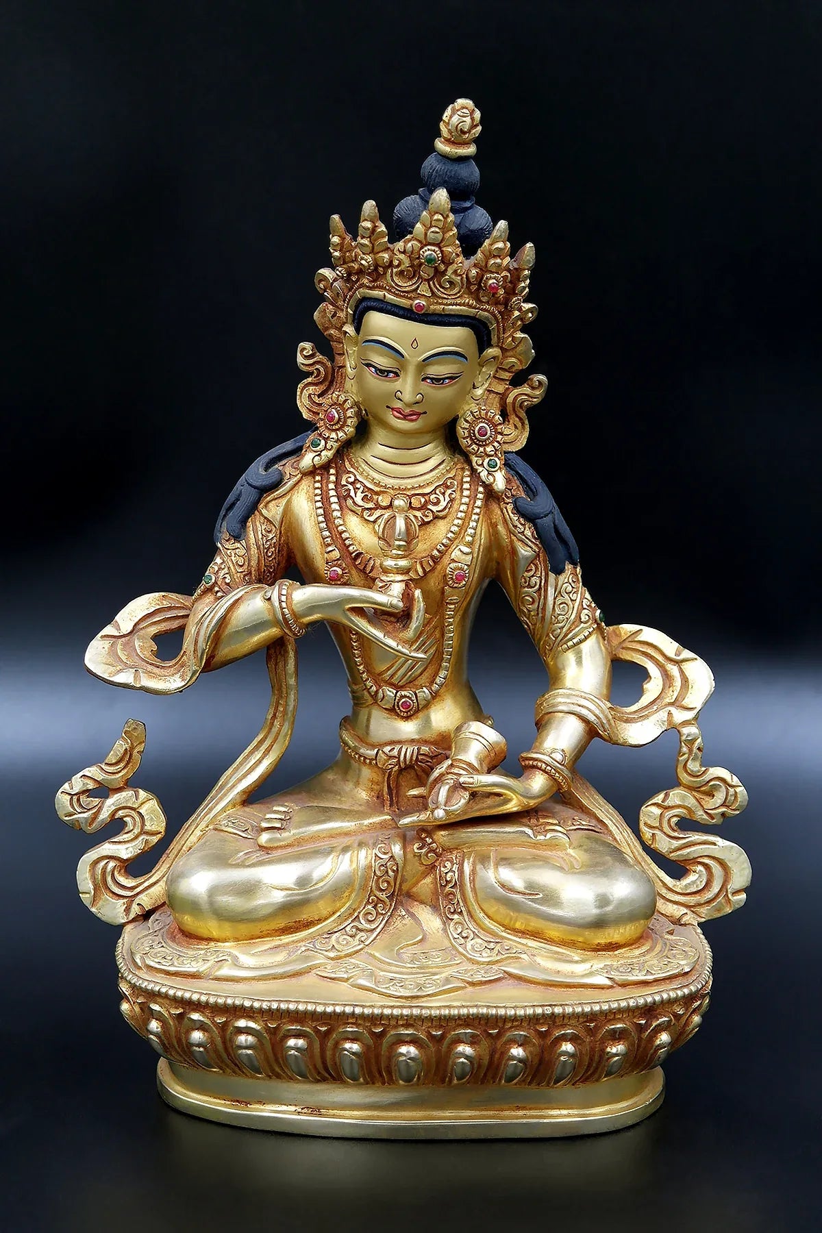 Fully Gold Plated Tibetan Buddhist Vajrasattva Statue, 9" - Vajracrafts