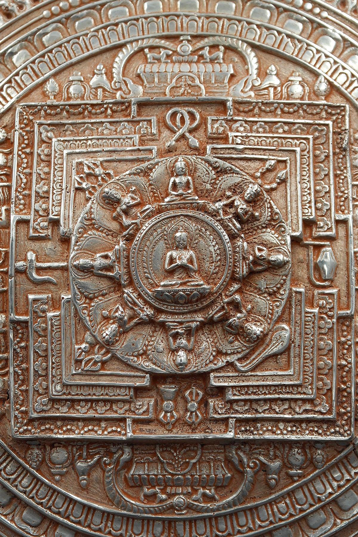 Silver Plated Tibetan Buddhist Mandala Thangka Wall hanging - Vajracrafts