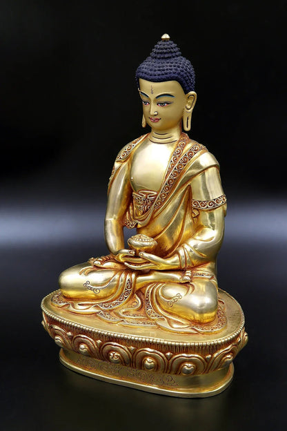 Stunning fully Gold Plated Amitabha Buddha Statue from Nepal 9" - Vajracrafts