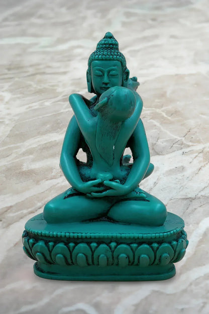 Turquoise Green tone Resin Buddha Shakti Statue 5" - Vajracrafts