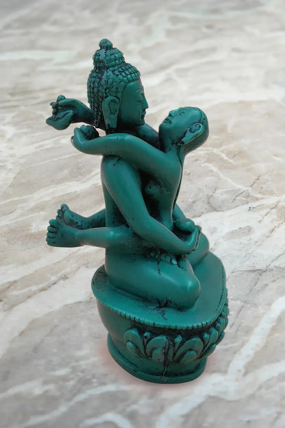 Turquoise Green tone Resin Buddha Shakti Statue 5" - Vajracrafts