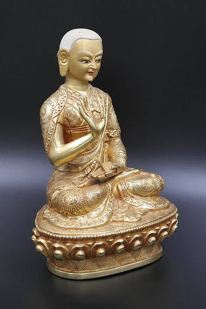 Full Gold Plated Gyaltsab Je statue 9" - Vajracrafts