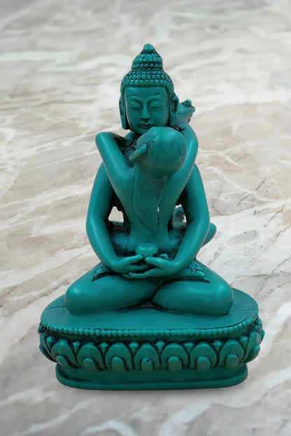 Turquoise Green tone Resin Buddha Shakti Statue 5" - Vajracrafts