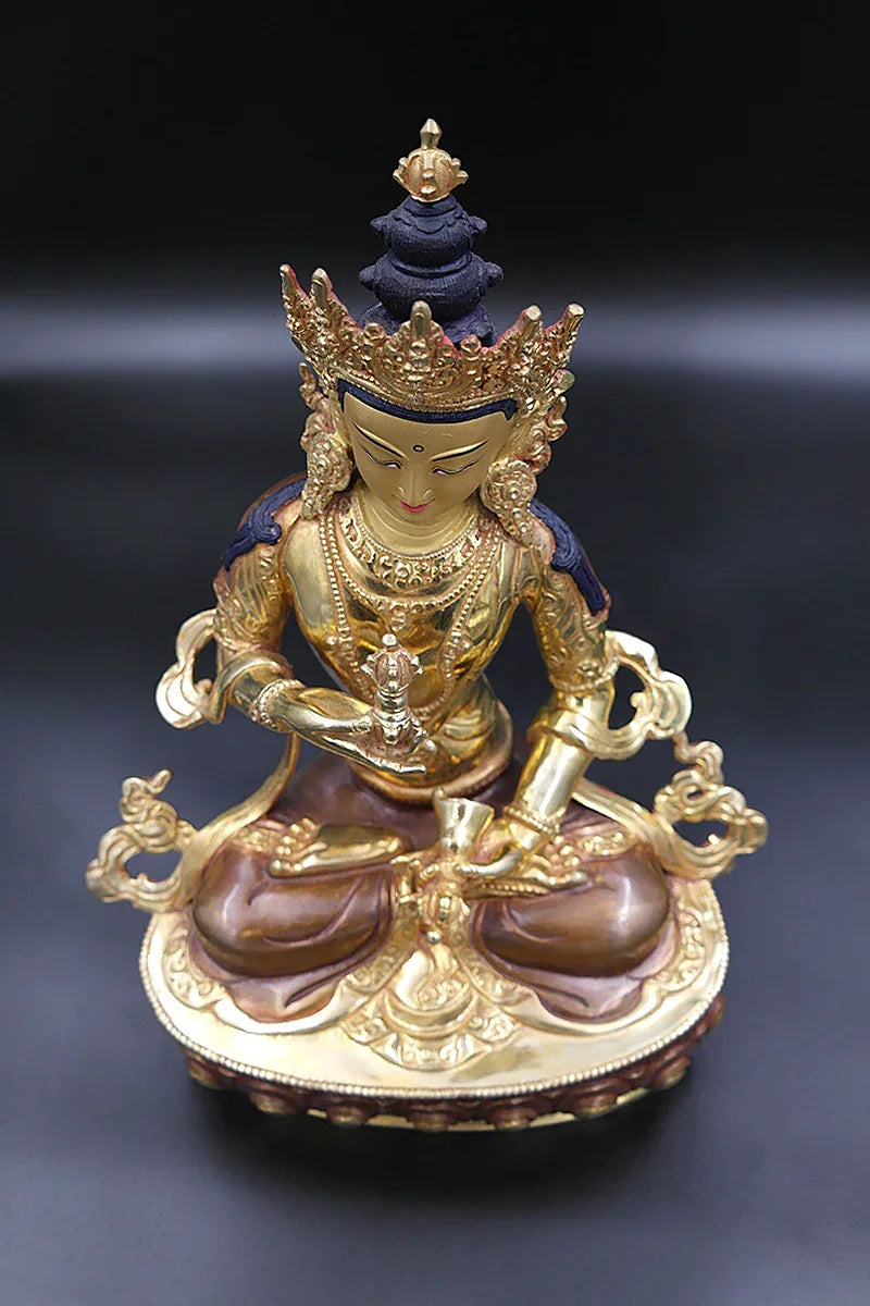 Copper Alloy Partly Gold Plated Vajrasattva Statue, 13" - Vajracrafts
