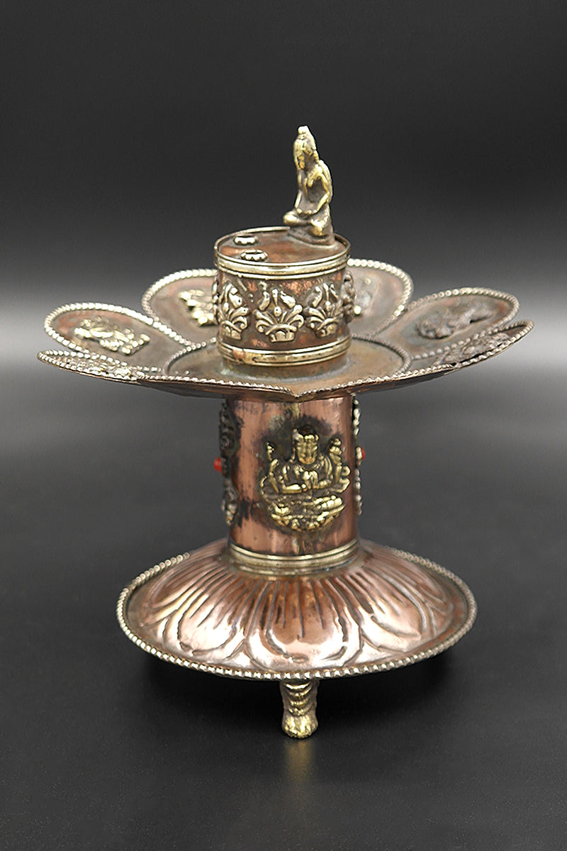 Copper Buddha Incense Burner with Eight Auspicious Symbols