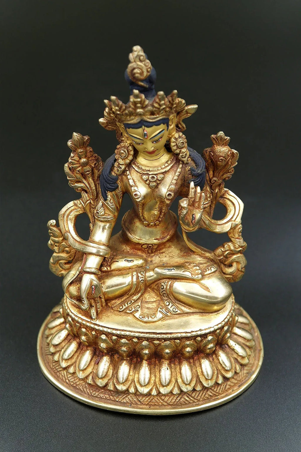 Gold Painted White Tara statue 6" - Vajracrafts