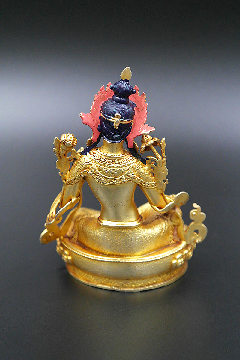 Gold Plated Green Tara statue from Nepal 4"