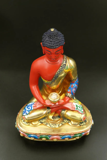 Colorful Amitabha Buddha Statue from Nepal 6" - Vajracrafts