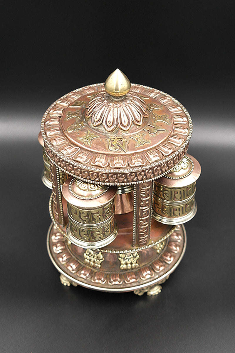 5 in 1 Eight Auspicious symbols copper Tibetan Prayer Wheel