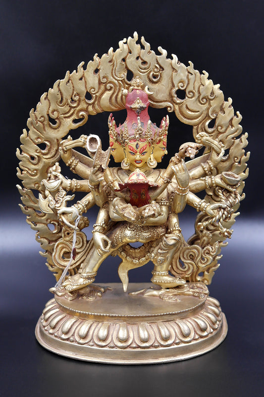 Fully Gold Plated Chakrasamvara Buddhist Statue 9"