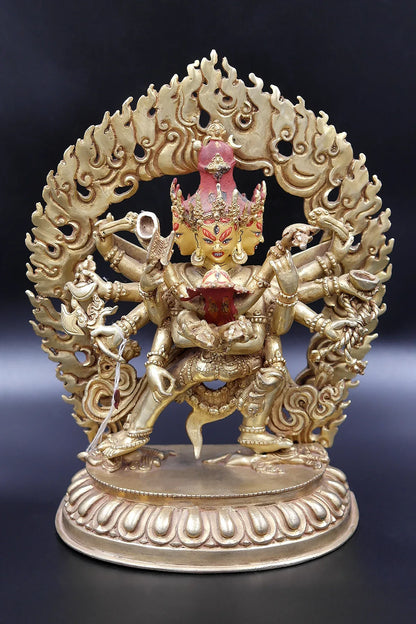 Fully Gold Plated Chakrasamvara Buddhist Statue 9" - Vajracrafts