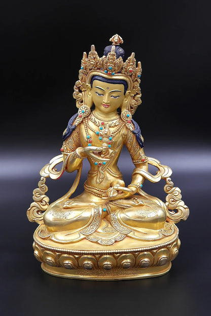 Gold Plated Tibetan Buddhist Vajrasattva Statue, 8" - Vajracrafts