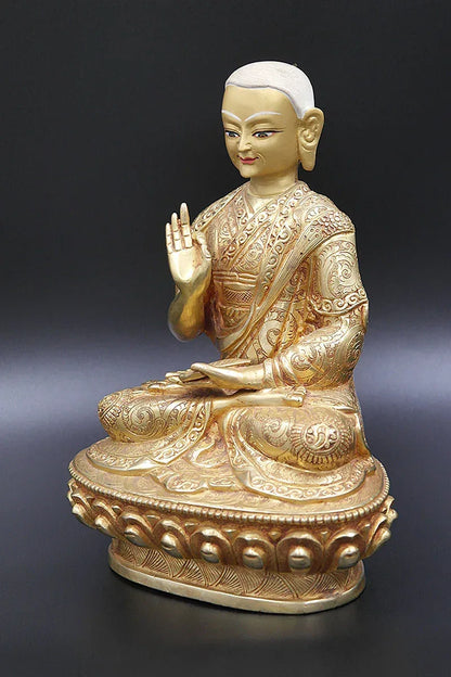 Full Gold Plated Gyaltsab Je statue 9" - Vajracrafts