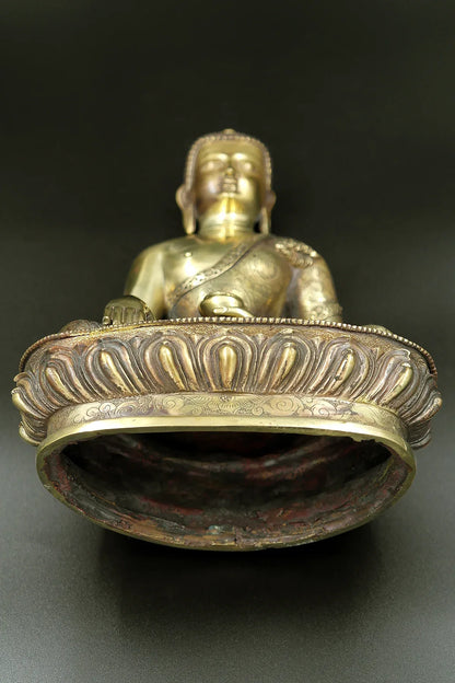 Newari Shakyamuni Buddha Statue from Nepal, 9" - Vajracrafts