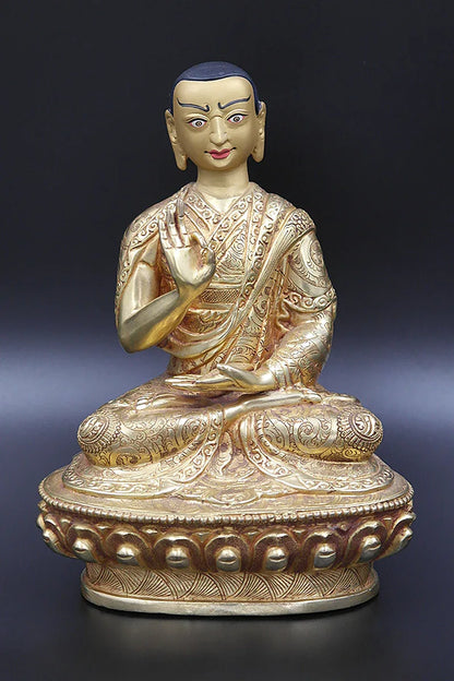 Full Gold Plated Khedrub je Tibetan Buddha statue 9" - Vajracrafts