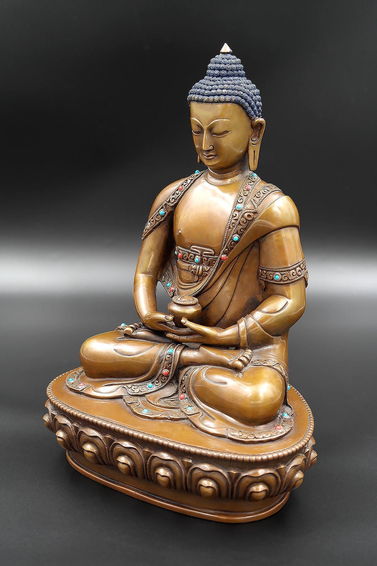 Tibetan Buddhist Deity Amitabha Buddha Seated on Pedestal 9" | Vajracrafts