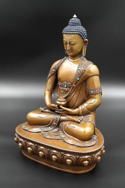 Tibetan Buddhist Deity Amitabha Buddha Seated on Pedestal 9" - Vajracrafts