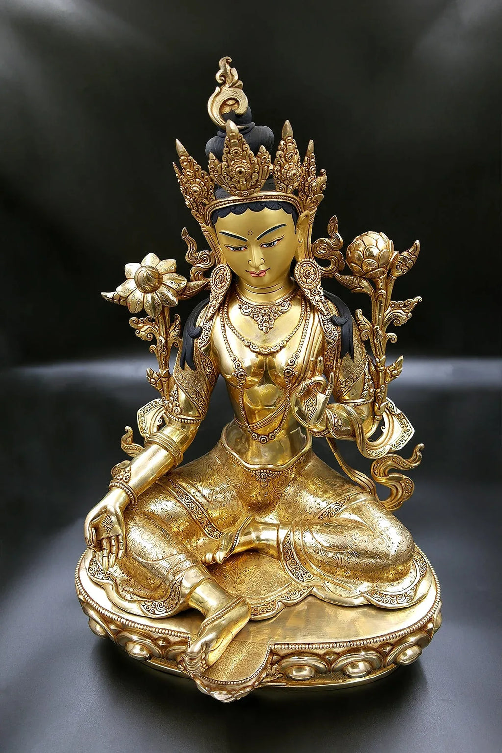 Masterpiece Green Tara Sculpture | Mother Tara Art Nepal 18" - Vajracrafts