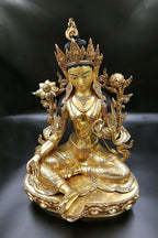 Masterpiece Green Tara Sculpture | Mother Tara Art Nepal 18" - Vajracrafts