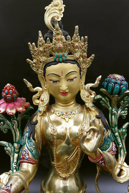 Empowerment Green Tara Statue, 15" - Vajracrafts