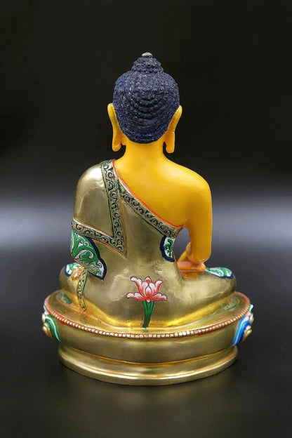 Color Painted and Gold Plated Shakyamuni Buddha Statue 6" - Vajracrafts