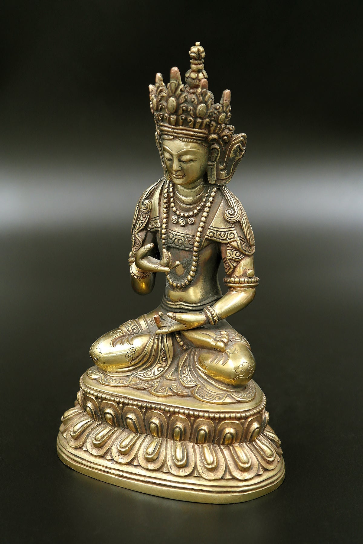 Bronze Vajrasattva Statue on double lotus, 6" | Vajracrafts